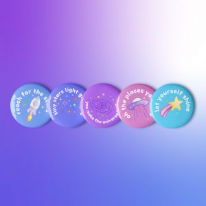 Set of Self Love Space Pin Buttons